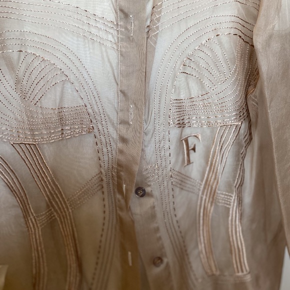 Ferre Milano Long Sleeve See Through Button Up 42 - Picture 3 of 7